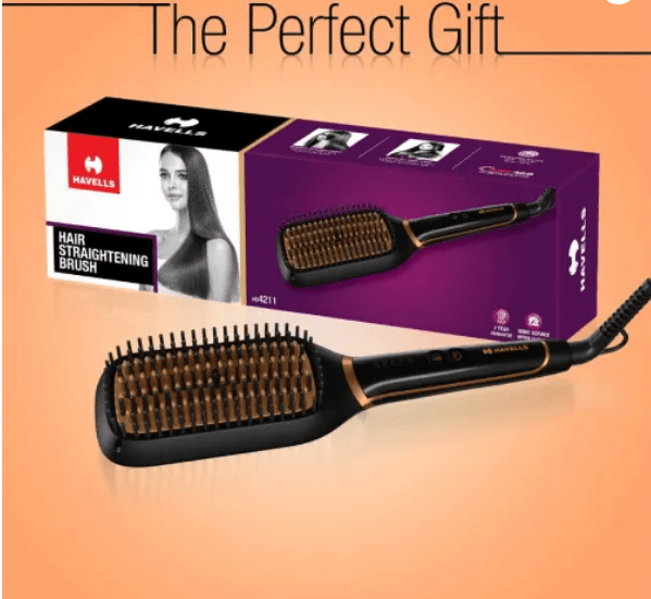 Havells Hair Brush Straightener Brown HS4211