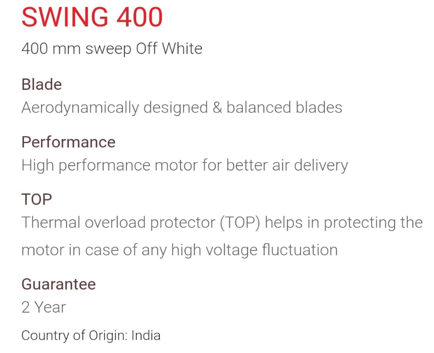 Havells Swing Wall Fan 400mm White - Image 3