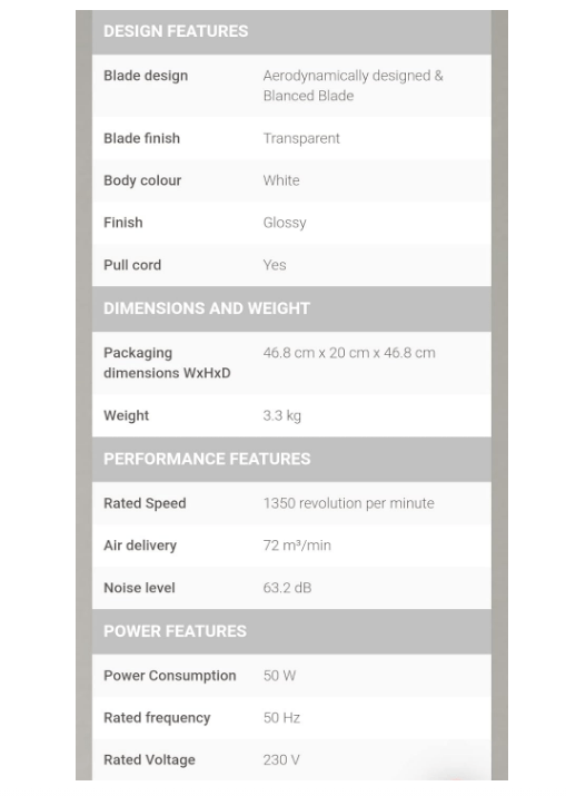 Havells Swing Wall Fan 400mm White - Image 2