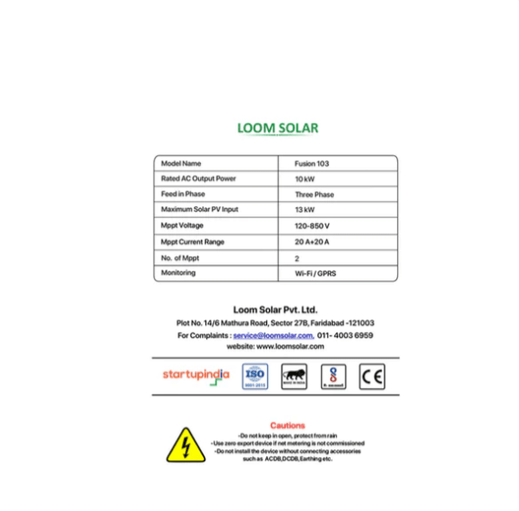 Fusion 10 kw, 3 ø on grid solar inverter - Image 2