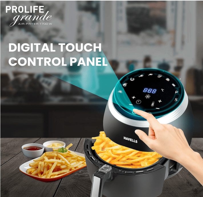 Havells Prolife Grande Air Fryer 6.5L 1700W Black - Image 6