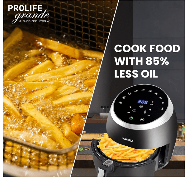 Havells Prolife Grande Air Fryer 6.5L 1700W Black - Image 5