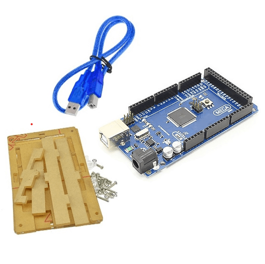 Mega 2560 Atmega2560-16au compatible with Arduino + Cable + Transparent acrylic case