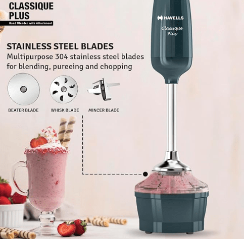 Havells Classique Plus Hand Blender 300W White Light Grey - Image 4