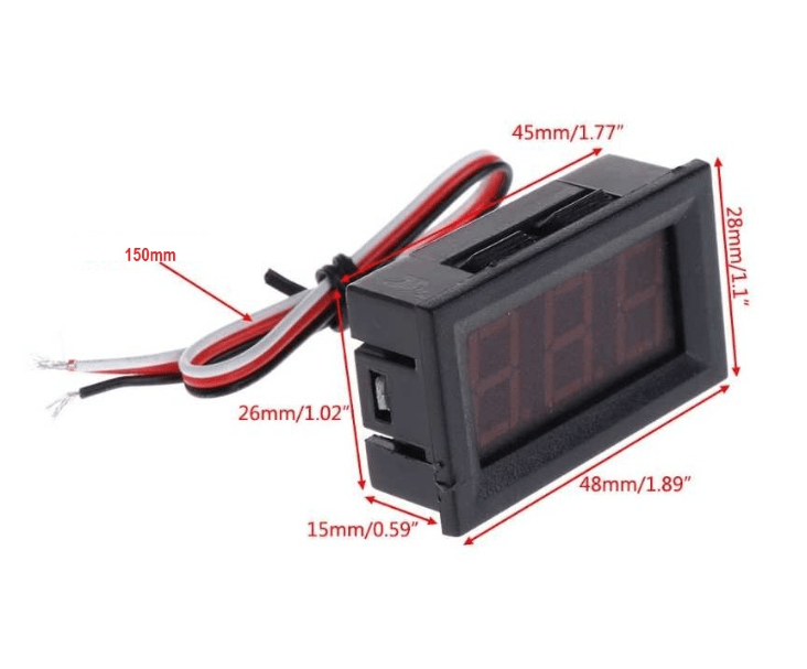0.56inch 0-100V Three Wire LED Display Digital DC Voltmeter-RED - Image 2