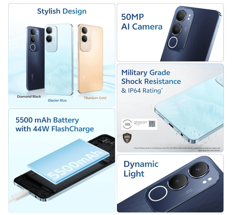 Vivo Y29 5G (Diamond Black, 6GB RAM, 128GB Storage) - Image 2