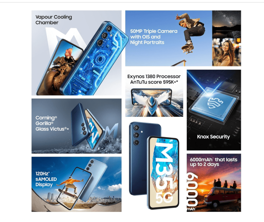 Samsung Galaxy M35 5G (Moonlight Blue,8GB RAM,128GB Storage) - Image 7