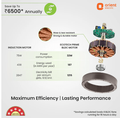 EcoTech Prime BLDC Ceiling Fan Brown - Image 3
