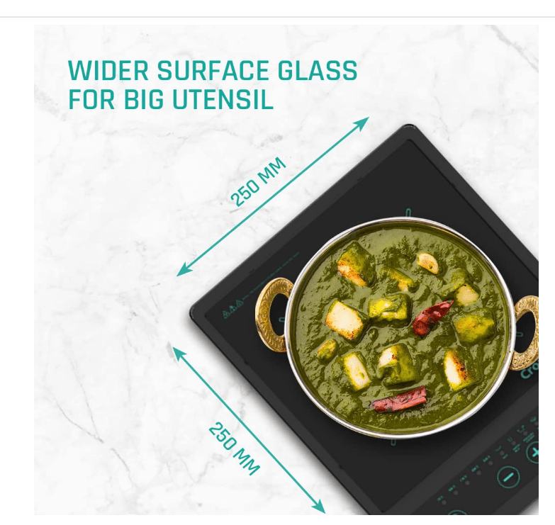Crompton Instaserve 1500 W Induction Cooktop New with Tactile Push Buttons | 7 One touch Cook Menus | Overvoltage Shield Protection - Image 3